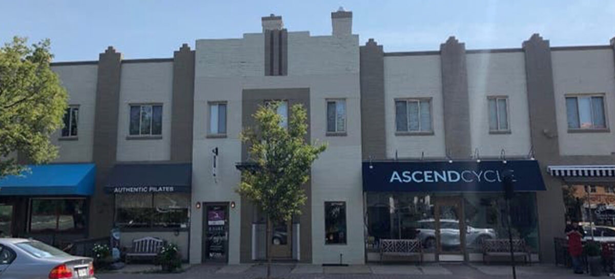 Exterior of a building with stores