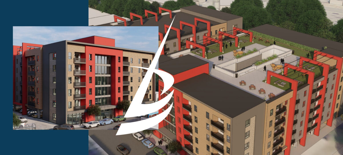 Rendering of multifamily building and Bonaventure B icon