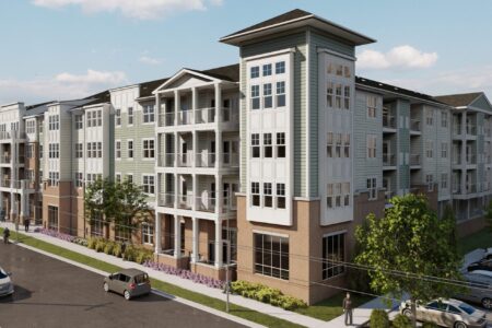 Exterior rendering of a multifamily building