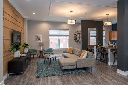 Photo of living room and kitchen area